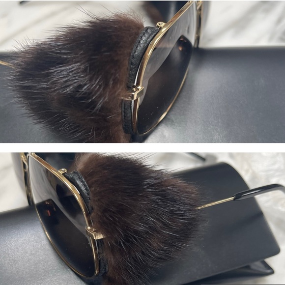 SAINT LAURENT DETACHABLE NATURAL MINK FUR ON SUNGLASSES, SO COOL FOR FUR FANS❣️ - Picture 10 of 16